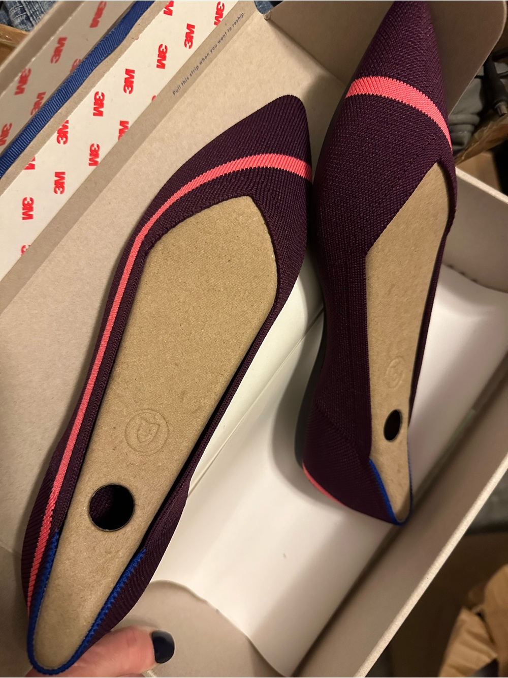 Rothy's The Point Maroon Neon Stripe NEW